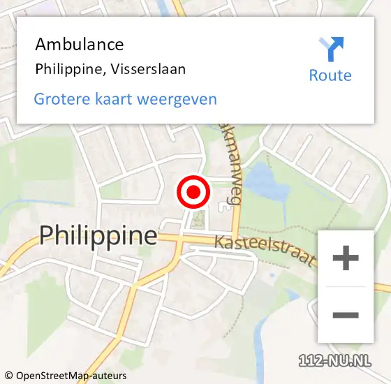 Locatie op kaart van de 112 melding: Ambulance Philippine, Visserslaan op 22 februari 2016 09:27