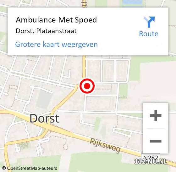 Locatie op kaart van de 112 melding: Ambulance Met Spoed Naar Dorst, Plataanstraat op 22 februari 2016 10:53