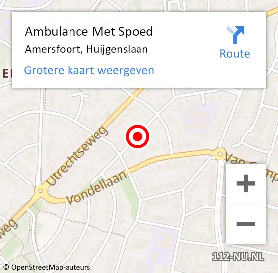 Locatie op kaart van de 112 melding: Ambulance Met Spoed Naar Amersfoort, Huijgenslaan op 22 februari 2016 11:13