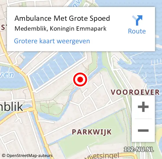 Locatie op kaart van de 112 melding: Ambulance Met Grote Spoed Naar Medemblik, Koningin Emmapark op 22 februari 2016 11:26