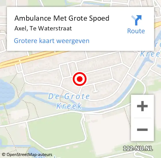 Locatie op kaart van de 112 melding: Ambulance Met Grote Spoed Naar Axel, Te Waterstraat op 22 februari 2016 11:27