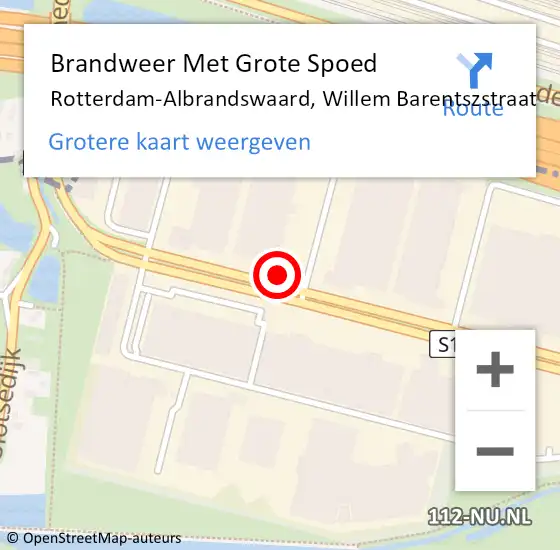 Locatie op kaart van de 112 melding: Brandweer Met Grote Spoed Naar Rotterdam-Albrandswaard, Willem Barentszstraat op 22 februari 2016 11:46