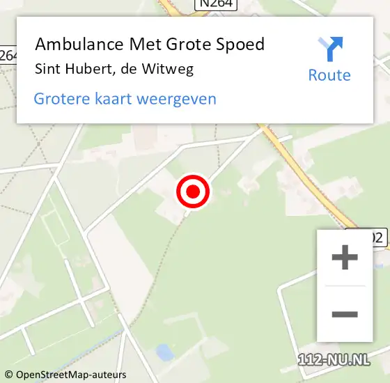 Locatie op kaart van de 112 melding: Ambulance Met Grote Spoed Naar Sint Hubert, de Witweg op 22 februari 2016 11:52