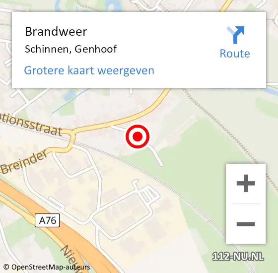 Locatie op kaart van de 112 melding: Brandweer Schinnen, Genhoof op 6 december 2013 15:50