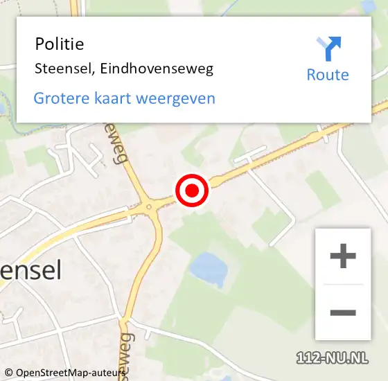 Locatie op kaart van de 112 melding: Politie Steensel, Eindhovenseweg op 22 februari 2016 12:18