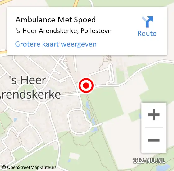 Locatie op kaart van de 112 melding: Ambulance Met Spoed Naar 's-Heer Arendskerke, Pollesteyn op 22 februari 2016 12:29