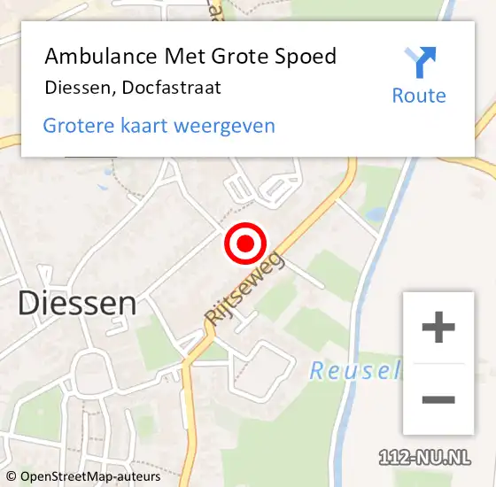 Locatie op kaart van de 112 melding: Ambulance Met Grote Spoed Naar Diessen, Docfastraat op 22 februari 2016 12:40