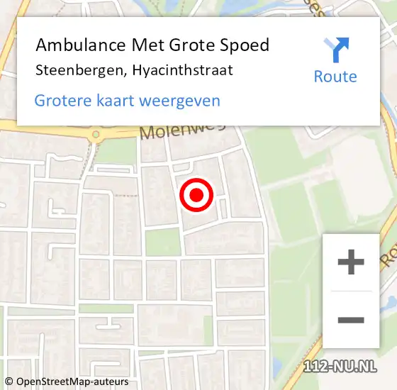 Locatie op kaart van de 112 melding: Ambulance Met Grote Spoed Naar Steenbergen, Hyacinthstraat op 22 februari 2016 13:46