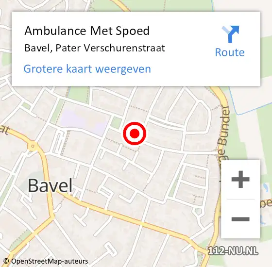 Locatie op kaart van de 112 melding: Ambulance Met Spoed Naar Bavel, Pater Verschurenstraat op 22 februari 2016 13:55