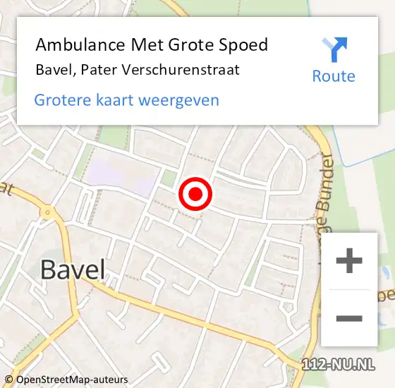 Locatie op kaart van de 112 melding: Ambulance Met Grote Spoed Naar Bavel, Pater Verschurenstraat op 22 februari 2016 13:57