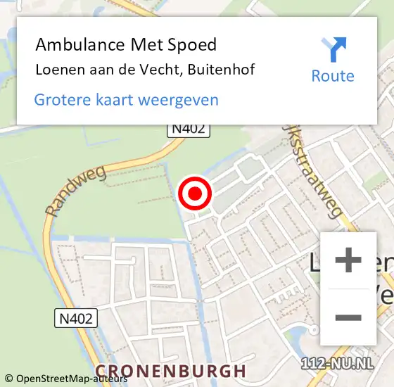 Locatie op kaart van de 112 melding: Ambulance Met Spoed Naar Loenen aan de Vecht, Buitenhof op 22 februari 2016 14:07