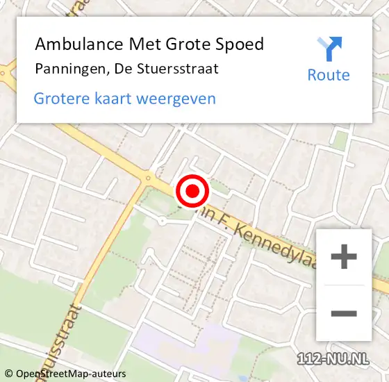 Locatie op kaart van de 112 melding: Ambulance Met Grote Spoed Naar Panningen, De Stuersstraat op 22 februari 2016 14:53