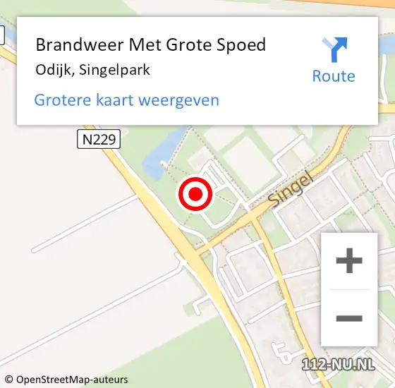 Locatie op kaart van de 112 melding: Brandweer Met Grote Spoed Naar Odijk, Singelpark op 22 februari 2016 14:58