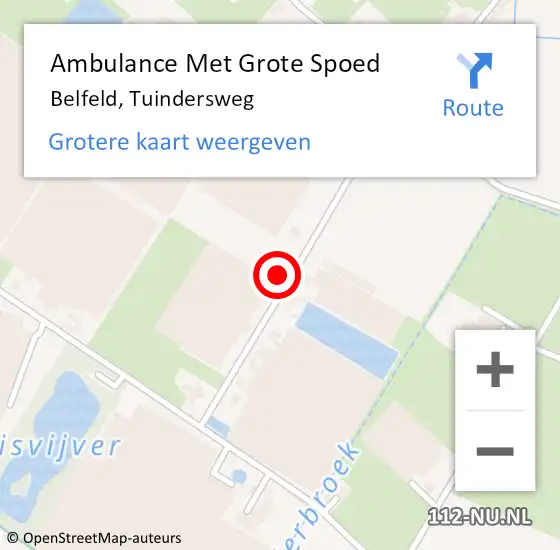 Locatie op kaart van de 112 melding: Ambulance Met Grote Spoed Naar Belfeld, Tuindersweg op 22 februari 2016 15:48