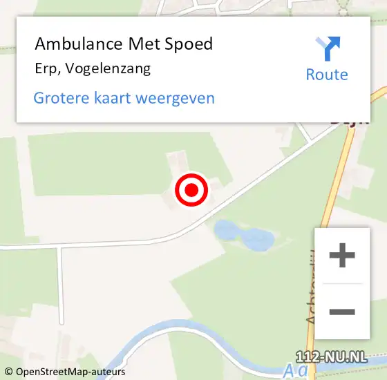 Locatie op kaart van de 112 melding: Ambulance Met Spoed Naar Erp, Vogelenzang op 22 februari 2016 16:28