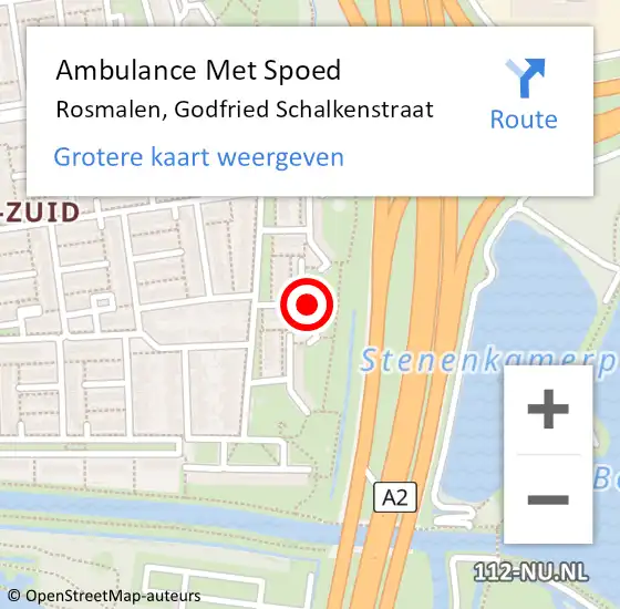 Locatie op kaart van de 112 melding: Ambulance Met Spoed Naar Rosmalen, Godfried Schalkenstraat op 22 februari 2016 17:58