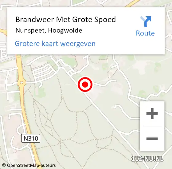 Locatie op kaart van de 112 melding: Brandweer Met Grote Spoed Naar Nunspeet, Hoogwolde op 22 februari 2016 18:03