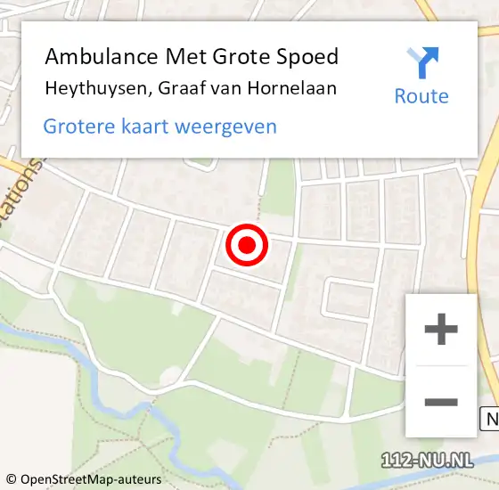 Locatie op kaart van de 112 melding: Ambulance Met Grote Spoed Naar Heythuysen, Graaf van Hornelaan op 22 februari 2016 18:04