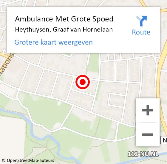 Locatie op kaart van de 112 melding: Ambulance Met Grote Spoed Naar Heythuysen, Graaf van Hornelaan op 22 februari 2016 18:09