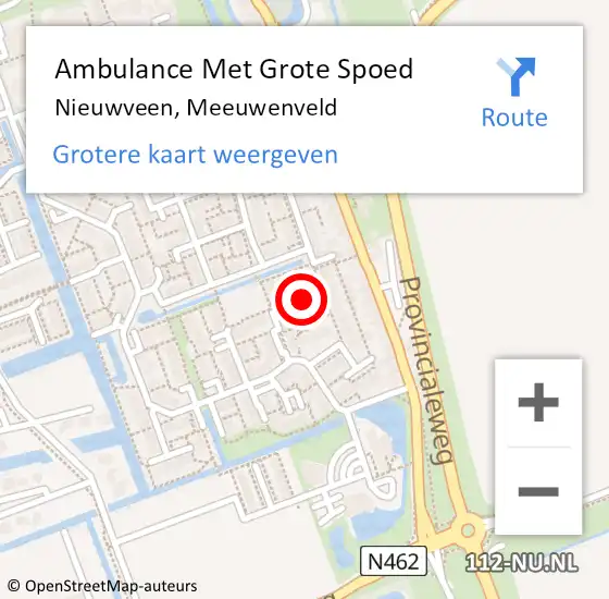 Locatie op kaart van de 112 melding: Ambulance Met Grote Spoed Naar Nieuwveen, Meeuwenveld op 22 februari 2016 18:36