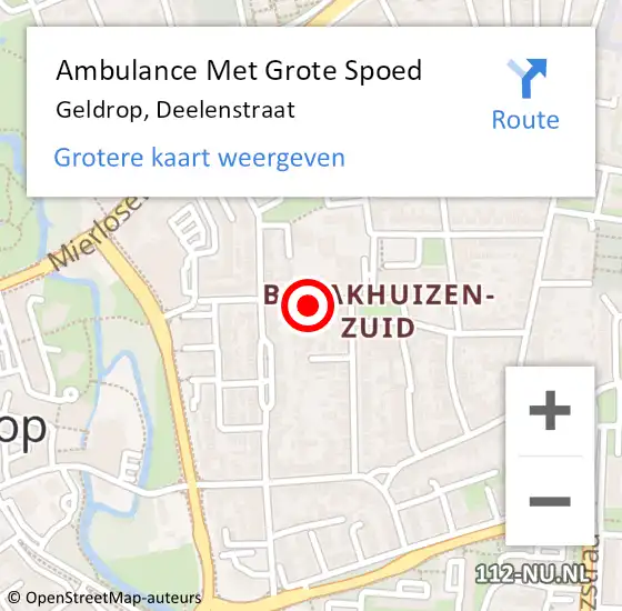 Locatie op kaart van de 112 melding: Ambulance Met Grote Spoed Naar Geldrop, Deelenstraat op 22 februari 2016 19:10