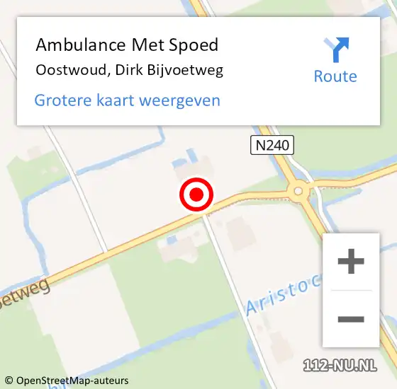 Locatie op kaart van de 112 melding: Ambulance Met Spoed Naar Oostwoud, Dirk Bijvoetweg op 22 februari 2016 19:12