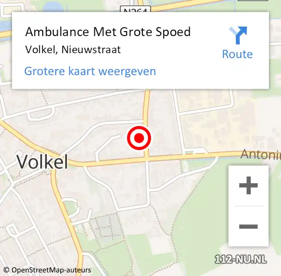 Locatie op kaart van de 112 melding: Ambulance Met Grote Spoed Naar Volkel, Nieuwstraat op 22 februari 2016 19:41