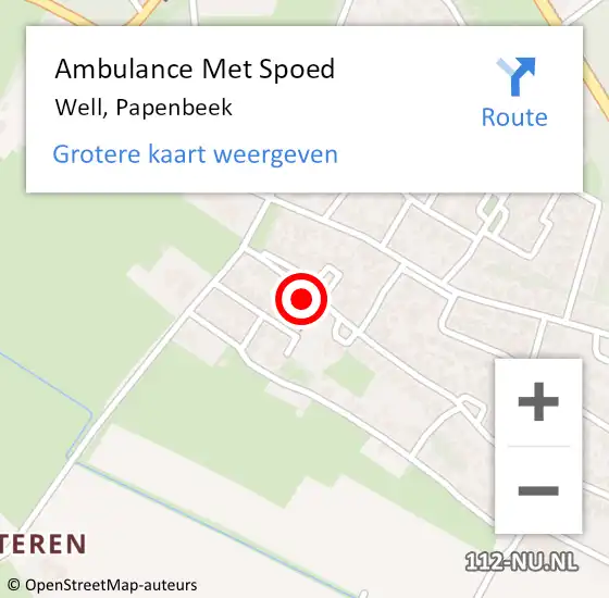 Locatie op kaart van de 112 melding: Ambulance Met Spoed Naar Well, Papenbeek op 22 februari 2016 20:05