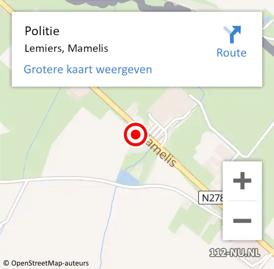 Locatie op kaart van de 112 melding: Politie Lemiers, Mamelis op 22 februari 2016 20:19