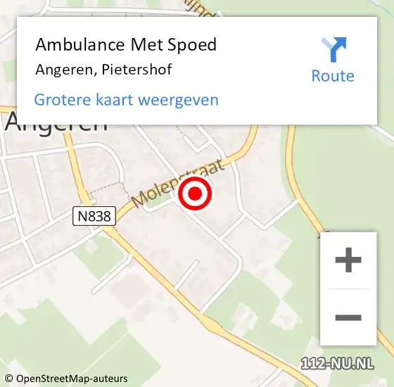 Locatie op kaart van de 112 melding: Ambulance Met Spoed Naar Angeren, Pietershof op 22 februari 2016 23:02