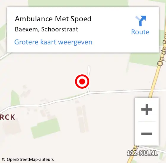 Locatie op kaart van de 112 melding: Ambulance Met Spoed Naar Baexem, Schoorstraat op 23 februari 2016 00:17