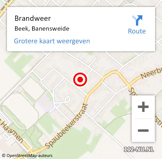 Locatie op kaart van de 112 melding: Brandweer Beek, Banensweide op 6 december 2013 16:52