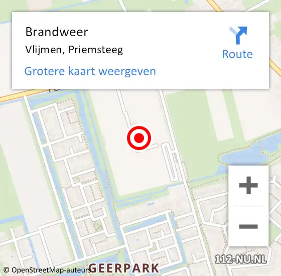 Locatie op kaart van de 112 melding: Brandweer Vlijmen, Priemsteeg op 6 december 2013 16:57