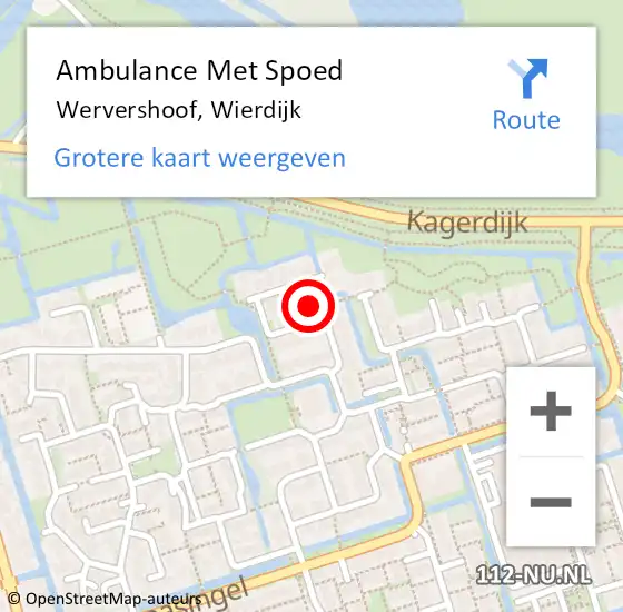 Locatie op kaart van de 112 melding: Ambulance Met Spoed Naar Wervershoof, Wierdijk op 23 februari 2016 07:51