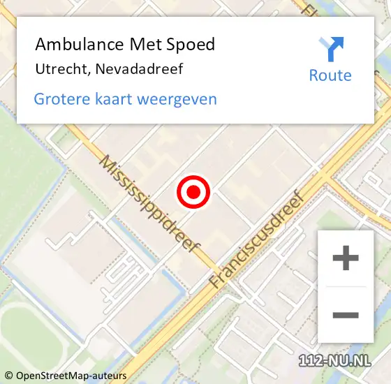 Locatie op kaart van de 112 melding: Ambulance Met Spoed Naar Utrecht, Nevadadreef op 23 februari 2016 07:53