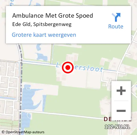 Locatie op kaart van de 112 melding: Ambulance Met Grote Spoed Naar Ede Gld, Spitsbergenweg op 6 december 2013 17:05