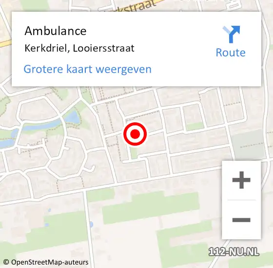 Locatie op kaart van de 112 melding: Ambulance Kerkdriel, Looiersstraat op 23 februari 2016 08:45