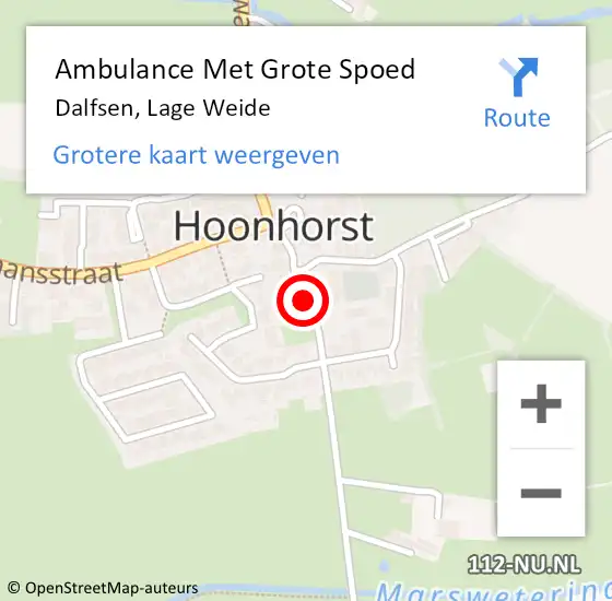 Locatie op kaart van de 112 melding: Ambulance Met Grote Spoed Naar Dalfsen, Lage Weide op 23 februari 2016 09:24