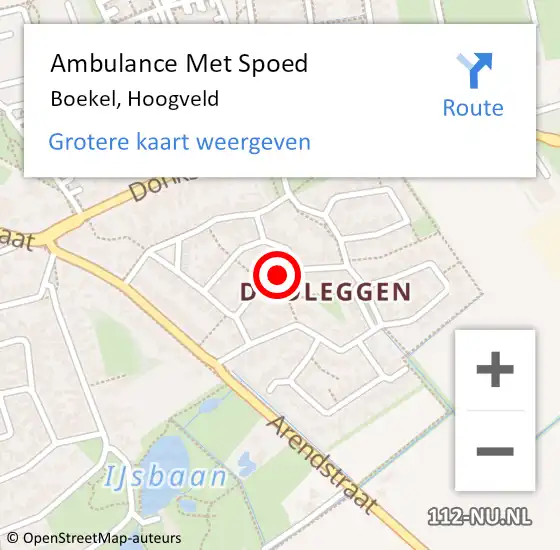 Locatie op kaart van de 112 melding: Ambulance Met Spoed Naar Boekel, Hoogveld op 23 februari 2016 09:31