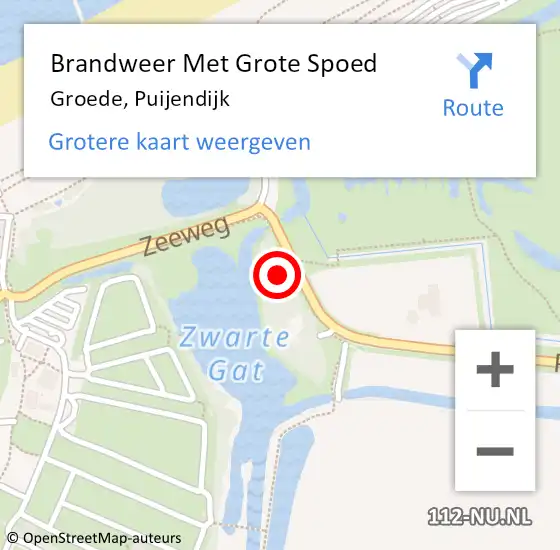 Locatie op kaart van de 112 melding: Brandweer Met Grote Spoed Naar Groede, Puijendijk op 23 februari 2016 10:00