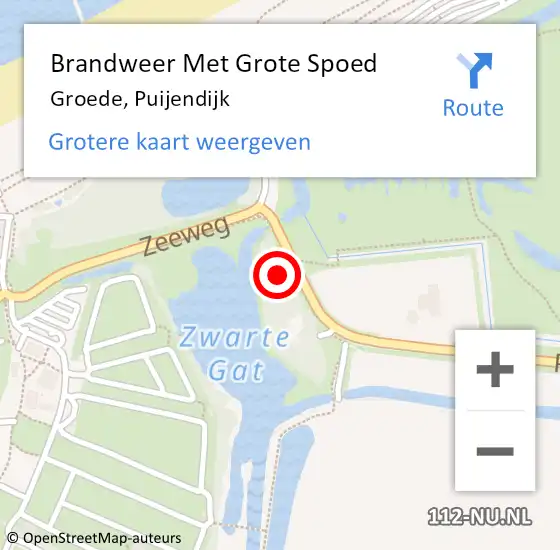 Locatie op kaart van de 112 melding: Brandweer Met Grote Spoed Naar Groede, Puijendijk op 23 februari 2016 10:07