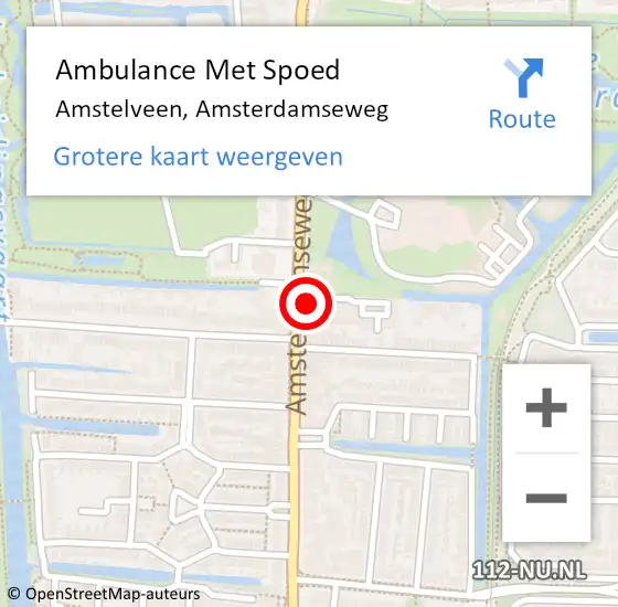 Locatie op kaart van de 112 melding: Ambulance Met Spoed Naar Amstelveen, Amsterdamseweg op 23 februari 2016 11:53