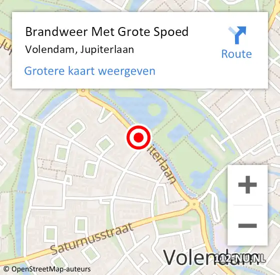 Locatie op kaart van de 112 melding: Brandweer Met Grote Spoed Naar Volendam, Jupiterlaan op 23 februari 2016 14:07