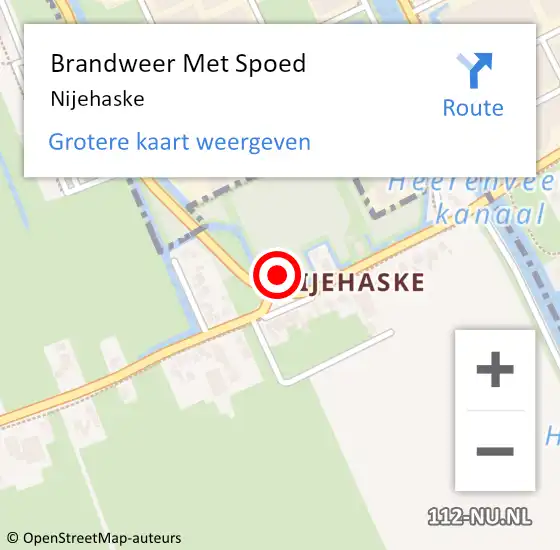 Locatie op kaart van de 112 melding: Brandweer Met Spoed Naar Nijehaske op 6 december 2013 17:44