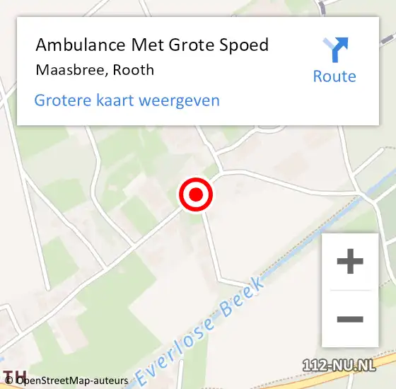 Locatie op kaart van de 112 melding: Ambulance Met Grote Spoed Naar Maasbree, Rooth op 23 februari 2016 14:54