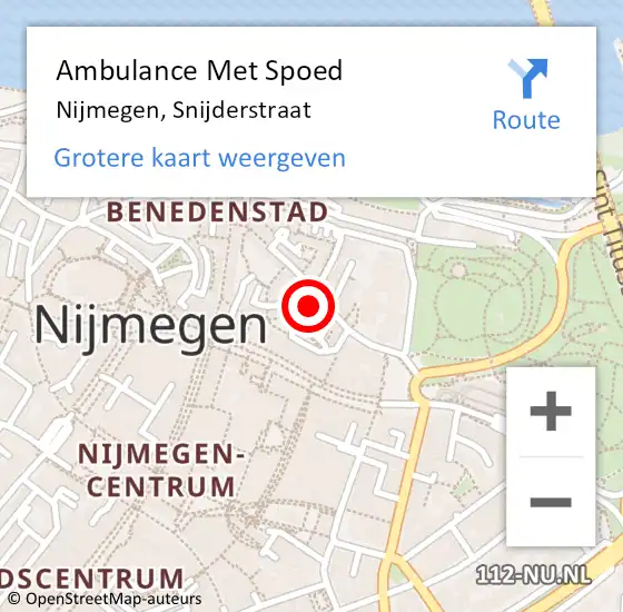 Locatie op kaart van de 112 melding: Ambulance Met Spoed Naar Nijmegen, Snijderstraat op 23 februari 2016 15:16