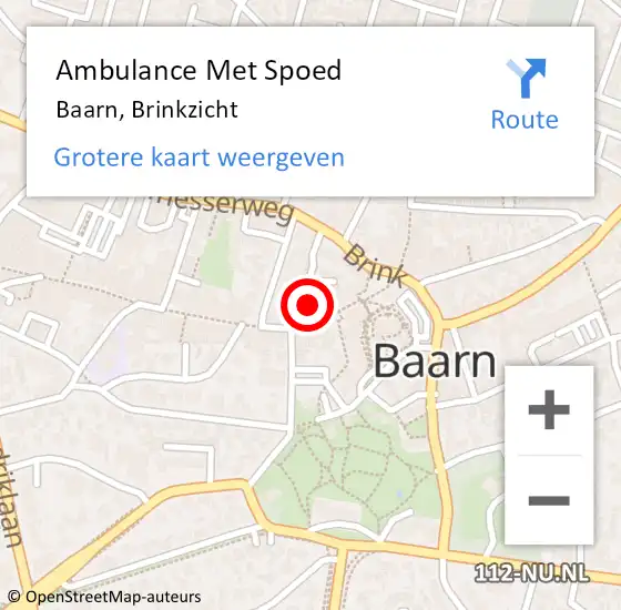 Locatie op kaart van de 112 melding: Ambulance Met Spoed Naar Baarn, Brinkzicht op 23 februari 2016 15:49