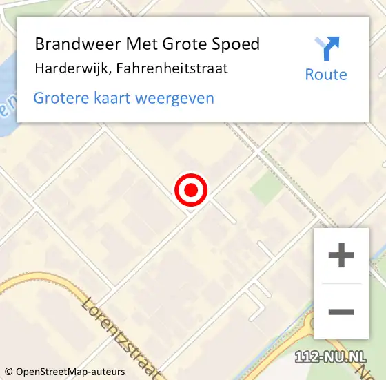 Locatie op kaart van de 112 melding: Brandweer Met Grote Spoed Naar Harderwijk, Fahrenheitstraat op 23 februari 2016 16:08