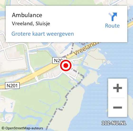 Locatie op kaart van de 112 melding: Ambulance Vreeland, Sluisje op 23 februari 2016 16:18