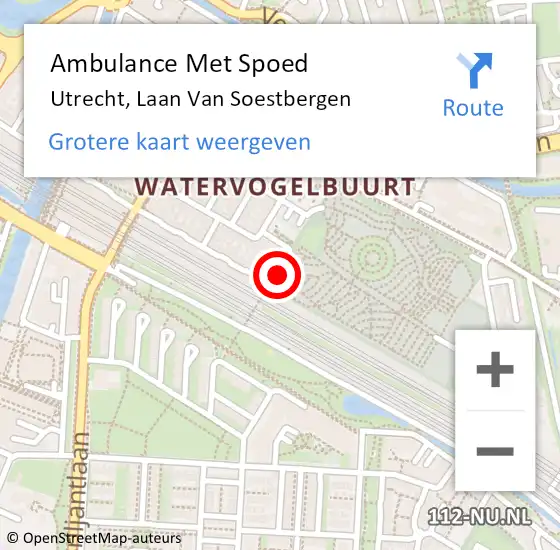 Locatie op kaart van de 112 melding: Ambulance Met Spoed Naar Utrecht, Laan Van Soestbergen op 23 februari 2016 16:37